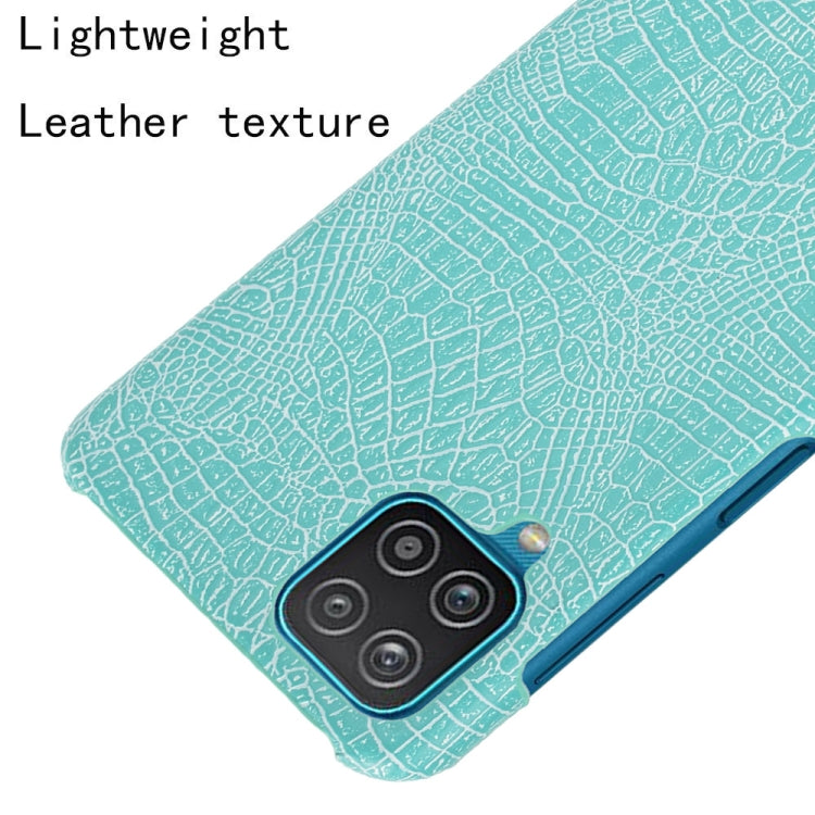 For Samsung Galaxy A22 4G Shockproof Crocodile Texture PC + PU Case(Light Green) by buy2fix