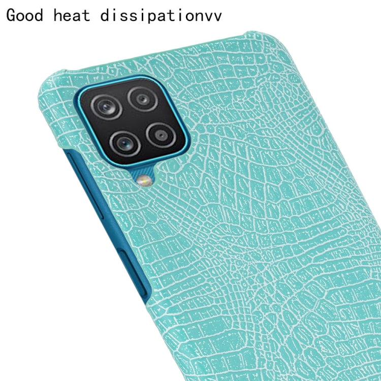 For Samsung Galaxy A22 4G Shockproof Crocodile Texture PC + PU Case(Light Green) by buy2fix