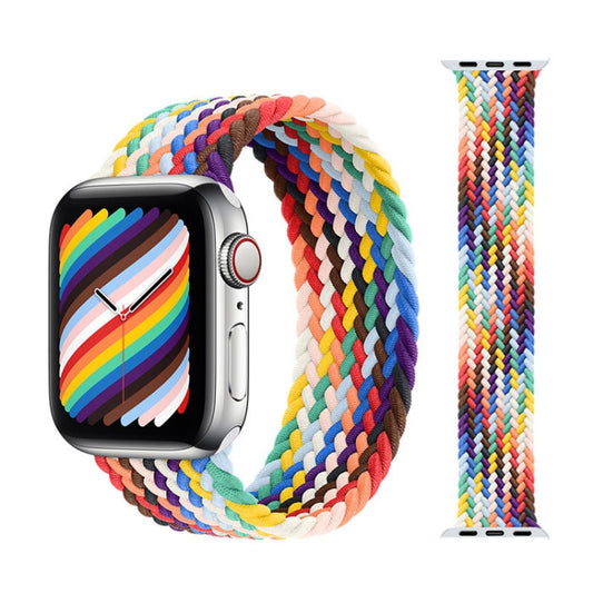 Metal Head Braided Nylon Watch Band, Size: L 155mm For Apple Watch Series 9&8&7 41mm / SE 3&SE 2&6&SE&5&4 40mm / 3&2&1 38mm(Rainbow Colors) by buy2fix