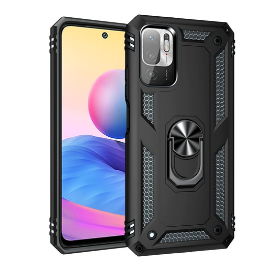 For Xiaomi Redmi Note 10 5G Shockproof TPU + PC Protective Case with 360 Degree Rotating Holder(Black) by buy2fix