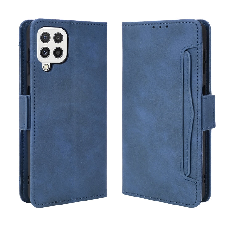 For Samsung Galaxy A22 4G Skin Feel Calf Pattern Horizontal Flip Leather Case with Holder & Card Slots & Photo Frame(Blue) by buy2fix