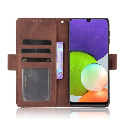 For Samsung Galaxy A22 4G Skin Feel Calf Pattern Horizontal Flip Leather Case with Holder & Card Slots & Photo Frame(Brown) by buy2fix