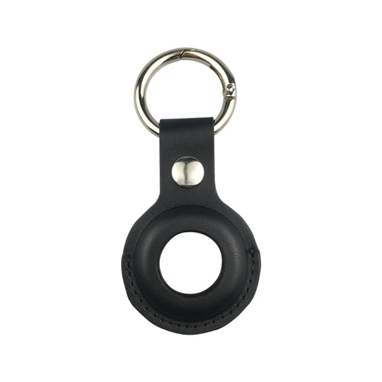 Shockproof Anti-scratch Leather Protective Case Cover Key Chain with Hang Loop For AirTag 2nd Gen / AirTag 1st Gen(Black)