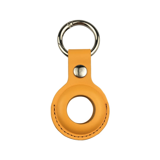 Shockproof Anti-scratch Leather Protective Case Cover Key Chain with Hang Loop For AirTag 2nd Gen / AirTag 1st Gen(Yellow)