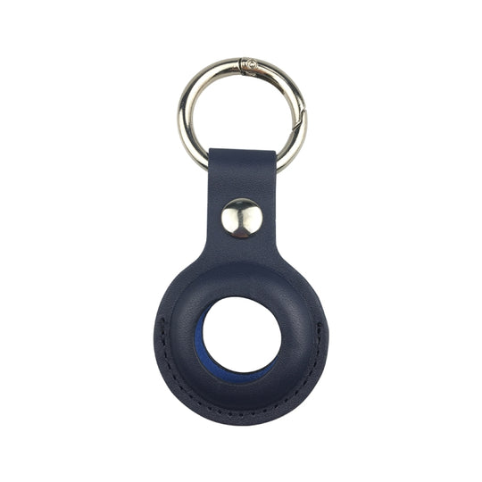 Shockproof Anti-scratch Leather Protective Case Cover Key Chain with Hang Loop For AirTag 2nd Gen / AirTag 1st Gen(Deep Blue)