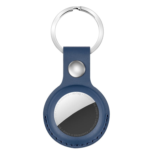 For AirTag 2nd Gen / AirTag 1st Gen Shockproof Anti-scratch Leather Protective Case Cover with Hang Loop Key Chain(Blue)