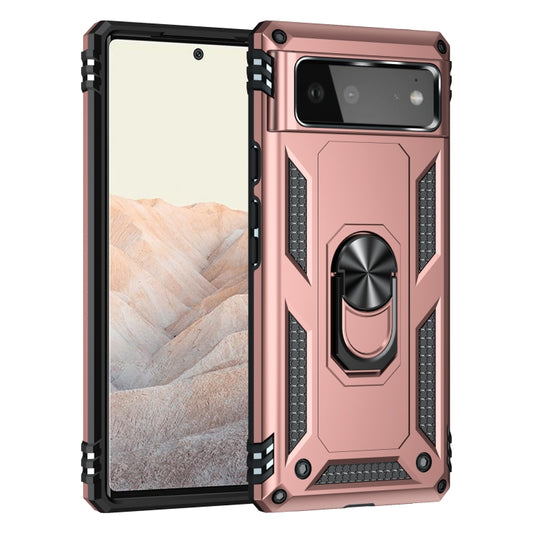 For Google Pixel 6 Shockproof TPU + PC Protective Case with 360 Degree Rotating Holder(Rose Gold) by buy2fix