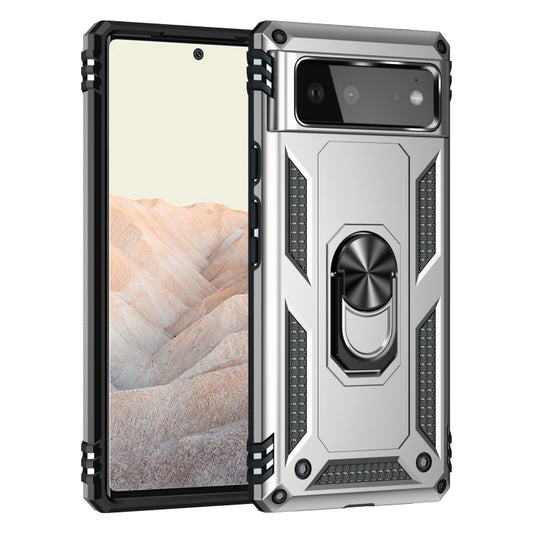 For Google Pixel 6 Shockproof TPU + PC Protective Case with 360 Degree Rotating Holder(Silver) by buy2fix