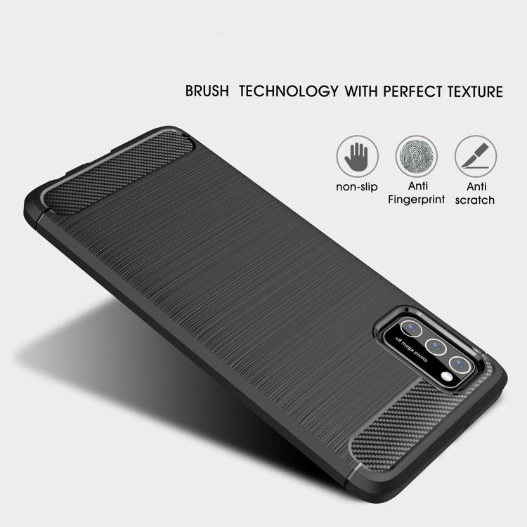 For Samsung Galaxy A03s 164mm Brushed Texture Carbon Fiber TPU Case(Navy Blue) by buy2fix