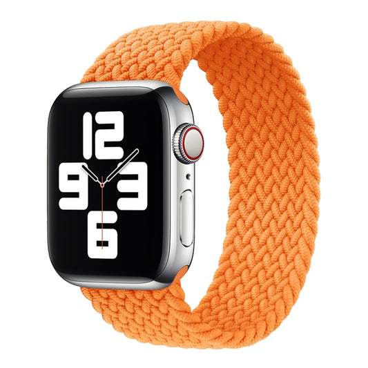 Metal Head Braided Nylon Solid Color Watch Band For Apple Watch Series 9&8&7 41mm / SE 3&SE 2&6&SE&5&4 40mm / 3&2&1 38mm, Size:XS 128mm(Orange) by buy2fix