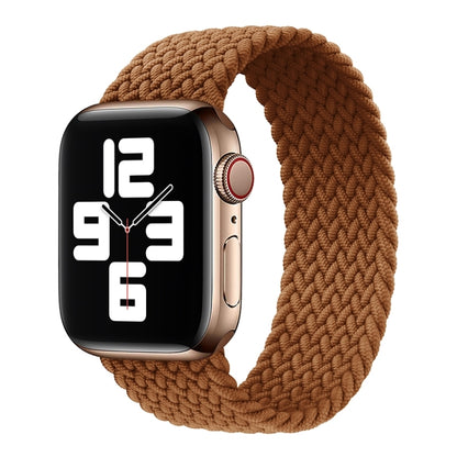 Metal Head Braided Nylon Solid Color Watch Band For Apple Watch Series 9&8&7 41mm / SE 3&SE 2&6&SE&5&4 40mm / 3&2&1 38mm, Size:XS 128mm(Coffee) by buy2fix