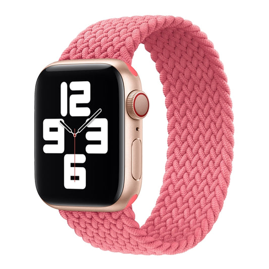 Metal Head Braided Nylon Solid Color Watch Band For Apple Watch Series 9&8&7 41mm / SE 3&SE 2&6&SE&5&4 40mm / 3&2&1 38mm, Size:XS 128mm(Pink) by buy2fix