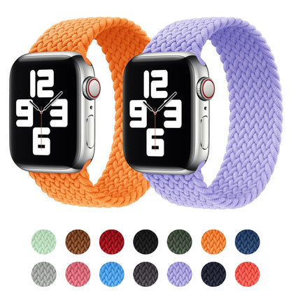 Metal Head Braided Nylon Solid Color Watch Band For Apple Watch Series 9&8&7 41mm / SE 3&SE 2&6&SE&5&4 40mm / 3&2&1 38mm, Size:XS 128mm(Coffee) by buy2fix