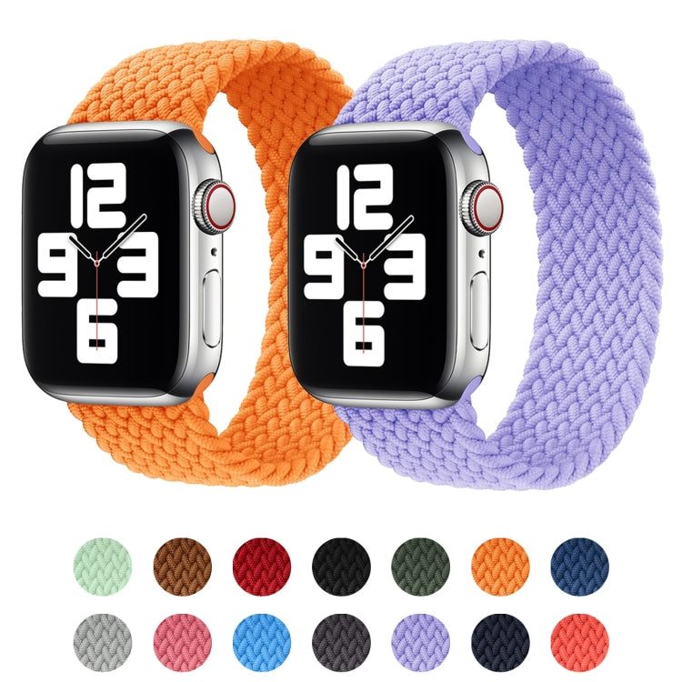 Metal Head Braided Nylon Solid Color Watch Band For Apple Watch Series 9&8&7 41mm / SE 3&SE 2&6&SE&5&4 40mm / 3&2&1 38mm, Size:XS 128mm(Dark Olive Green) by buy2fix