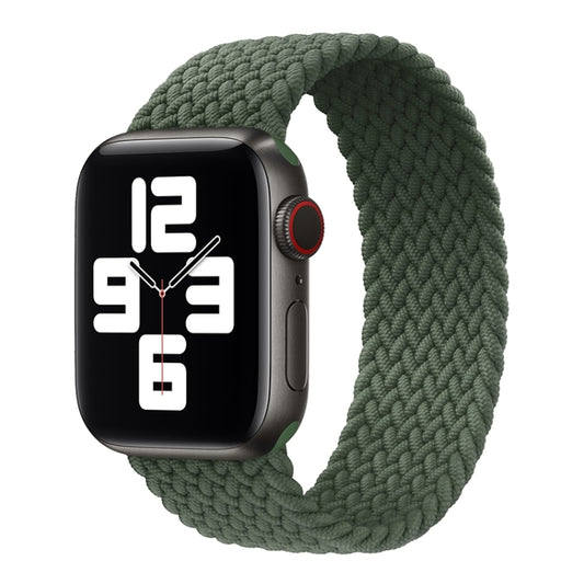 Metal Head Braided Nylon Solid Color Watch Band For Apple Watch Series 9&8&7 41mm / SE 3&SE 2&6&SE&5&4 40mm / 3&2&1 38mm, Size:S 135mm(Dark Olive Green) by buy2fix