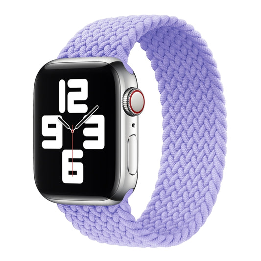 Metal Head Braided Nylon Solid Color Watch Band For Apple Watch Series 9&8&7 41mm / SE 3&SE 2&6&SE&5&4 40mm / 3&2&1 38mm, Size:S 135mm(Light Purple) by buy2fix