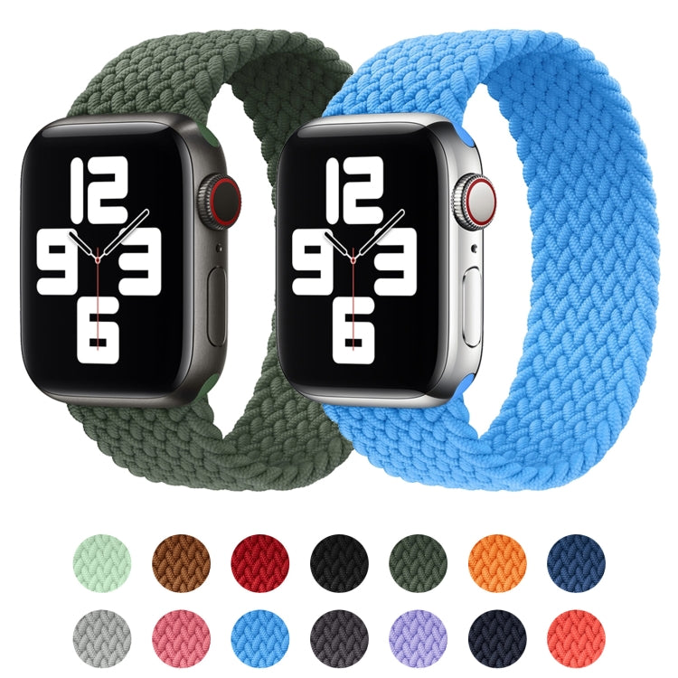Metal Head Braided Nylon Solid Color Watch Band For Apple Watch Ultra 49mm&Watch Ultra 2 49mm / Series 9&8&7 45mm / SE 3&SE 2&6&SE&5&4 44mm / 3&2&1 42mm, Size:XS 135mm(Cold Sea Blue) by buy2fix