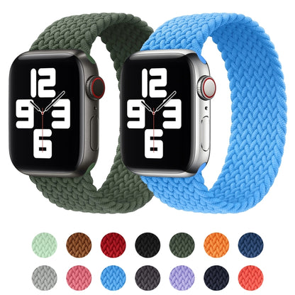 Metal Head Braided Nylon Solid Color Watch Band For Apple Watch Ultra 49mm&Watch Ultra 2 49mm / Series 9&8&7 45mm / SE 3&SE 2&6&SE&5&4 44mm / 3&2&1 42mm, Size:XS 135mm(Cold Sea Blue) by buy2fix