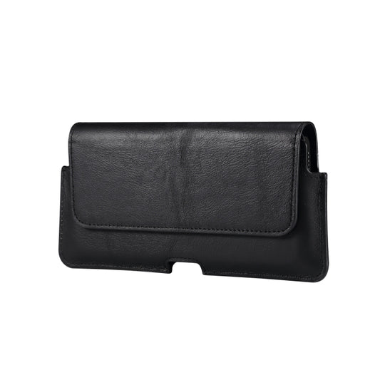 Sac de taille universel en cuir de vache horizontal pour téléphone portable pour téléphones de 6,7 pouces et moins (noir)