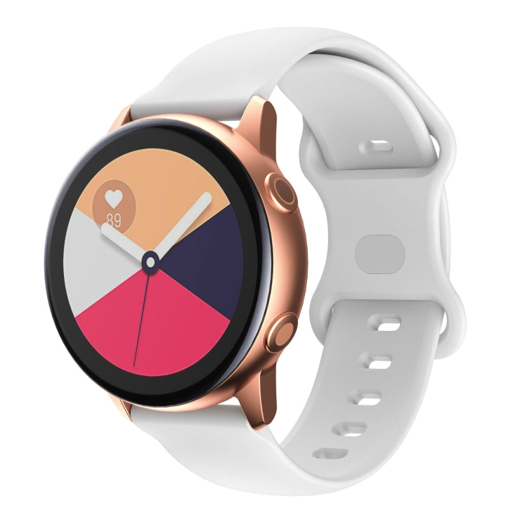 20mm For Samsung Galaxy Watch Active 3 41mm Butterfly Buckle Silicone Watch Band(White) by buy2fix