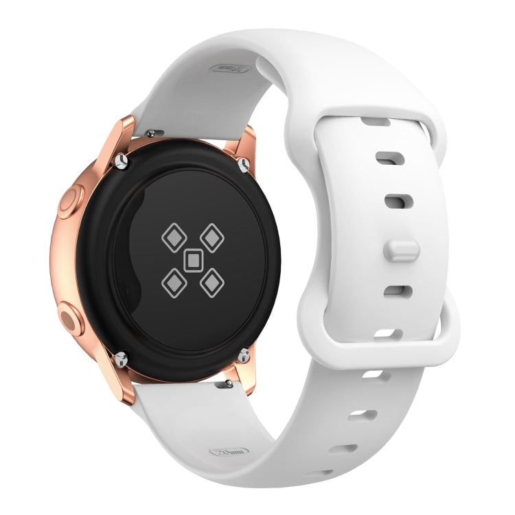 20mm For Samsung Galaxy Watch Active 3 41mm Butterfly Buckle Silicone Watch Band(White) by buy2fix