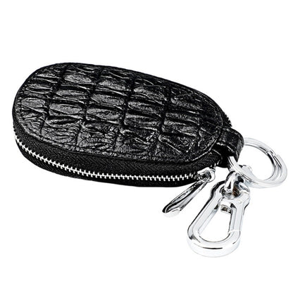 Crocodile Texture First Layer Cowhide Hanging Waist Car Key Bag(Black) by buy2fix
