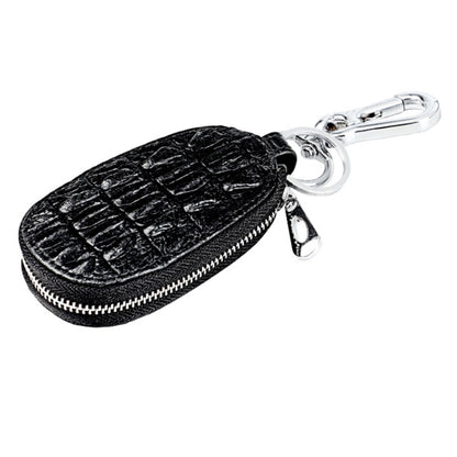 Crocodile Texture First Layer Cowhide Hanging Waist Car Key Bag(Black) by buy2fix