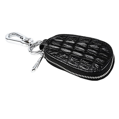 Crocodile Texture First Layer Cowhide Hanging Waist Car Key Bag(Black) by buy2fix