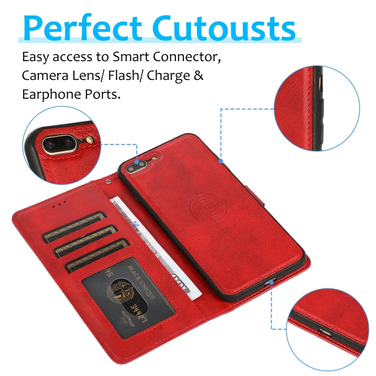 Calf Texture 2 in 1 Detachable Magnetic Back Cover Horizontal Flip Leather Case with Holder & Card Slots & Wallet & Photo Frame For iPhone 8 Plus / 7 Plus(Red) by buy2fix