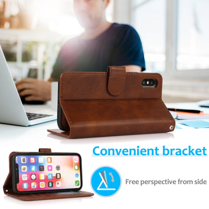 For iPhone XS Max Calf Texture 2 in 1 Detachable Magnetic Back Cover Horizontal Flip Leather Case with Holder & Card Slots & Wallet & Photo Frame(Brown) by buy2fix