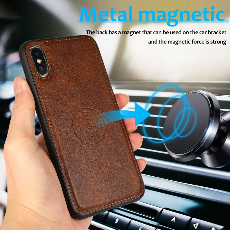 For iPhone XS Max Calf Texture 2 in 1 Detachable Magnetic Back Cover Horizontal Flip Leather Case with Holder & Card Slots & Wallet & Photo Frame(Brown) by buy2fix