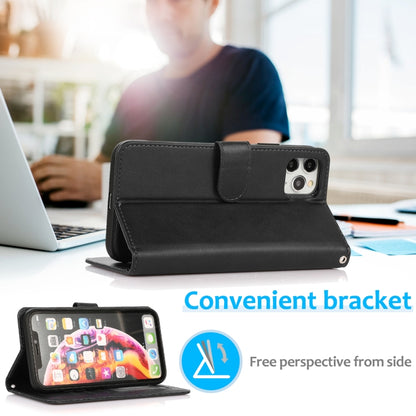 For iPhone 11 Pro Max Calf Texture 2 in 1 Detachable Magnetic Back Cover Horizontal Flip Leather Case with Holder & Card Slots & Wallet & Photo Frame (Black) by buy2fix