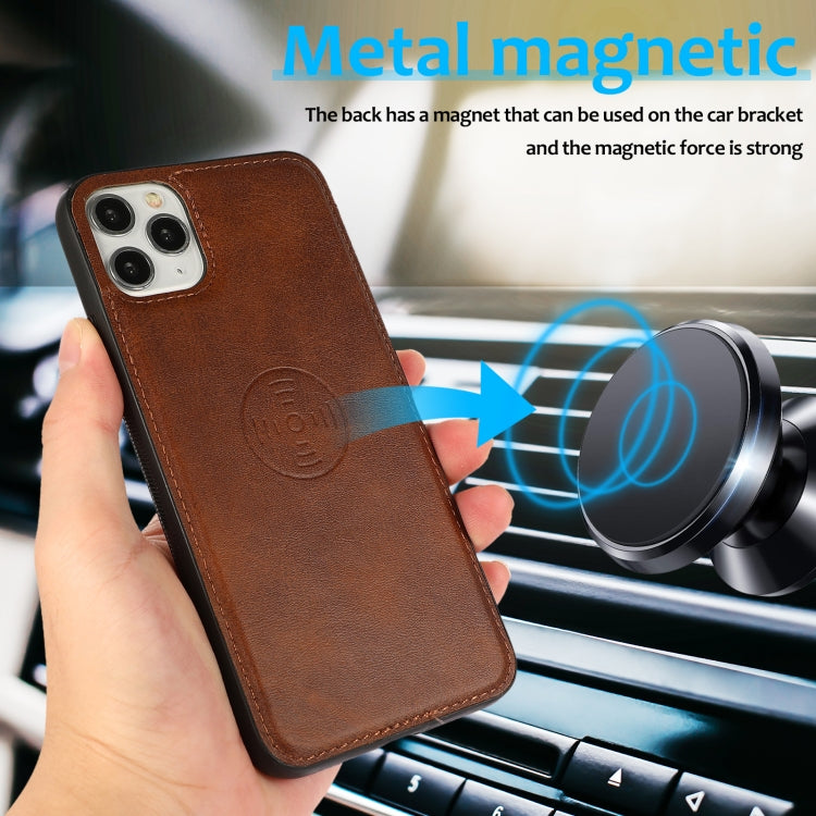 For iPhone 11 Pro Max Calf Texture 2 in 1 Detachable Magnetic Back Cover Horizontal Flip Leather Case with Holder & Card Slots & Wallet & Photo Frame (Brown) by buy2fix