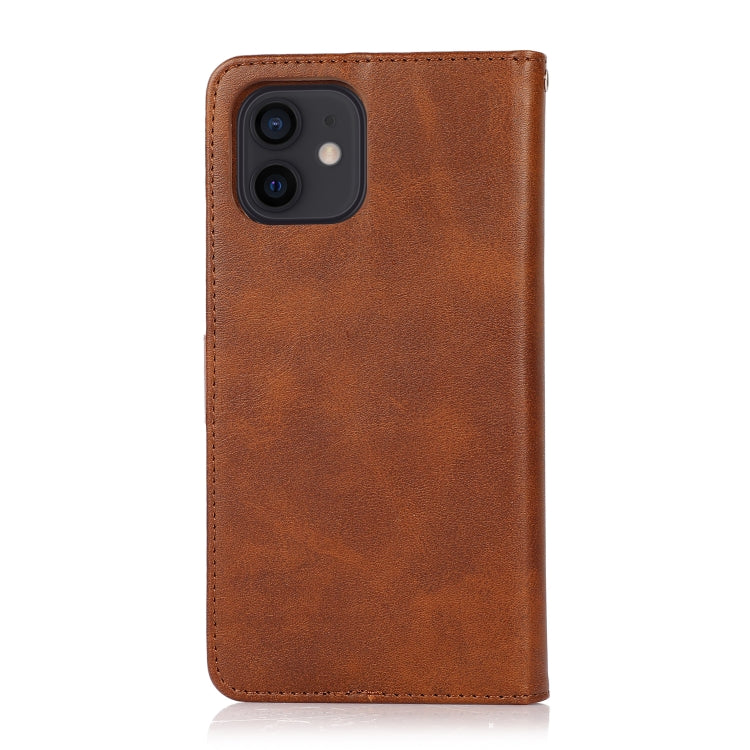 For iPhone 12 mini Calf Texture 2 in 1 Detachable Magnetic Back Cover Horizontal Flip Leather Case with Holder & Card Slots & Wallet & Photo Frame (Brown) by buy2fix