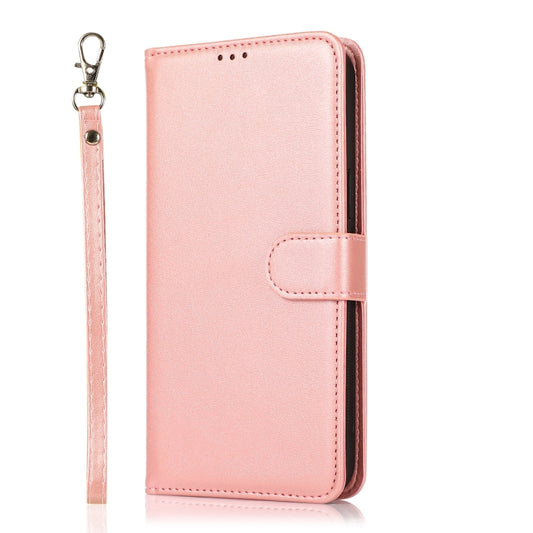 For iPhone 12 / 12 Pro Calf Texture 2 in 1 Detachable Magnetic Back Cover Horizontal Flip Leather Case with Holder & Card Slots & Wallet & Photo Frame(Rose Gold) by buy2fix
