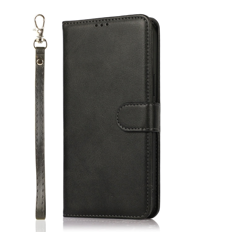 For iPhone 12 Pro Max Calf Texture 2 in 1 Detachable Magnetic Back Cover Horizontal Flip Leather Case with Holder & Card Slots & Wallet & Photo Frame(Black) by buy2fix