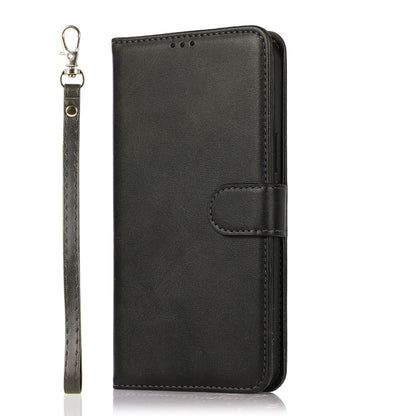 For iPhone 12 Pro Max Calf Texture 2 in 1 Detachable Magnetic Back Cover Horizontal Flip Leather Case with Holder & Card Slots & Wallet & Photo Frame(Black) by buy2fix