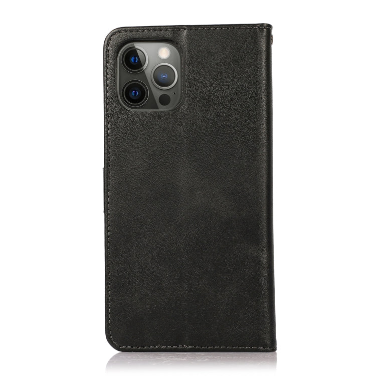 For iPhone 12 Pro Max Calf Texture 2 in 1 Detachable Magnetic Back Cover Horizontal Flip Leather Case with Holder & Card Slots & Wallet & Photo Frame(Black) by buy2fix