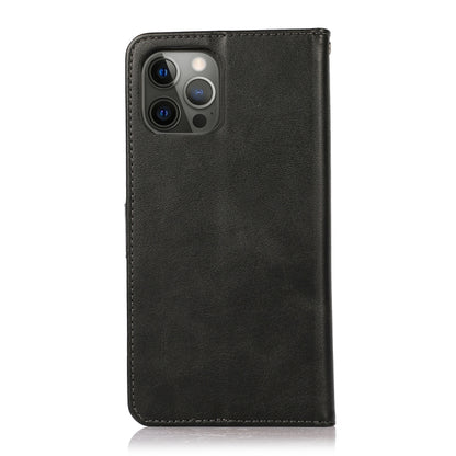 For iPhone 12 Pro Max Calf Texture 2 in 1 Detachable Magnetic Back Cover Horizontal Flip Leather Case with Holder & Card Slots & Wallet & Photo Frame(Black) by buy2fix