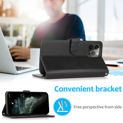 For iPhone 12 Pro Max Calf Texture 2 in 1 Detachable Magnetic Back Cover Horizontal Flip Leather Case with Holder & Card Slots & Wallet & Photo Frame(Black) by buy2fix