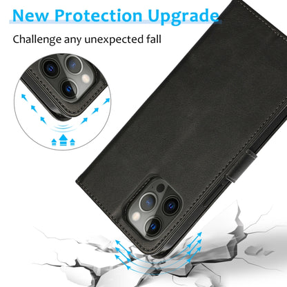 For iPhone 12 Pro Max Calf Texture 2 in 1 Detachable Magnetic Back Cover Horizontal Flip Leather Case with Holder & Card Slots & Wallet & Photo Frame(Black) by buy2fix