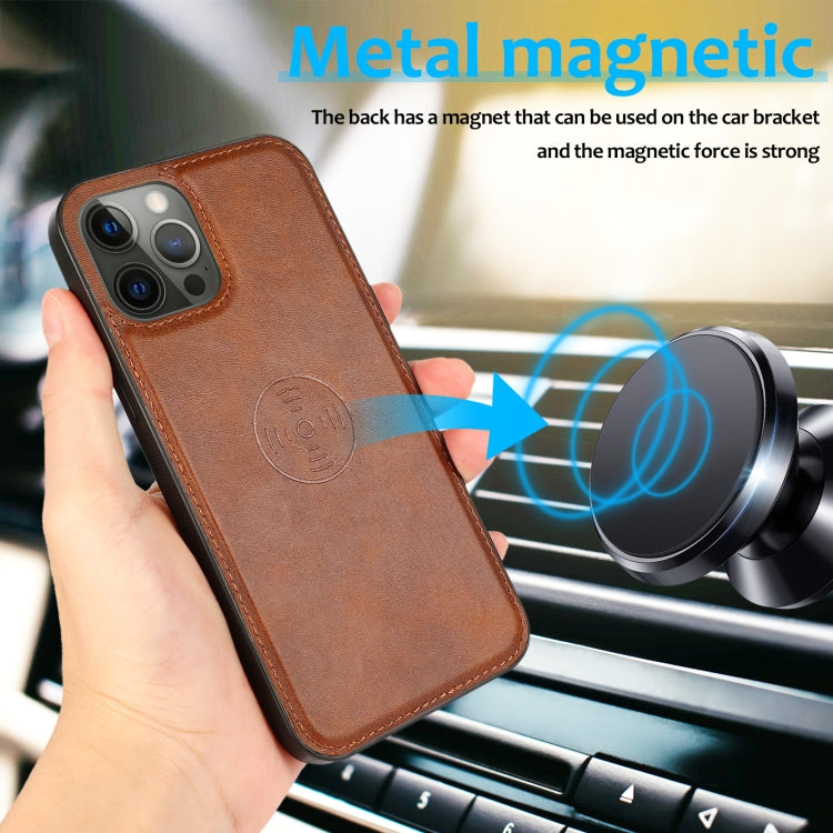 For iPhone 12 Pro Max Calf Texture 2 in 1 Detachable Magnetic Back Cover Horizontal Flip Leather Case with Holder & Card Slots & Wallet & Photo Frame(Brown) by buy2fix