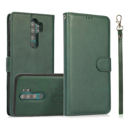 For Xiaomi Redmi Note 8 Pro Calf Texture 2 in 1 Detachable Magnetic Back Cover Horizontal Flip Leather Case with Holder & Card Slots & Wallet & Photo Frame (Green) by buy2fix