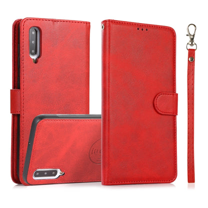 For Samsung Galaxy A50 Calf Texture 2 in 1 Detachable Magnetic Back Cover Horizontal Flip Leather Case with Holder & Card Slots & Wallet & Photo Frame(Red) by buy2fix