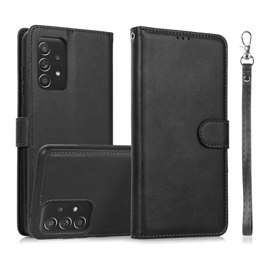 For Samsung Galaxy A52 5G / 4G Calf Texture 2 in 1 Detachable Magnetic Back Cover Horizontal Flip Leather Case with Holder & Card Slots & Wallet & Photo Frame(Black) by buy2fix
