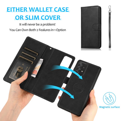 For Samsung Galaxy A52 5G / 4G Calf Texture 2 in 1 Detachable Magnetic Back Cover Horizontal Flip Leather Case with Holder & Card Slots & Wallet & Photo Frame(Black) by buy2fix