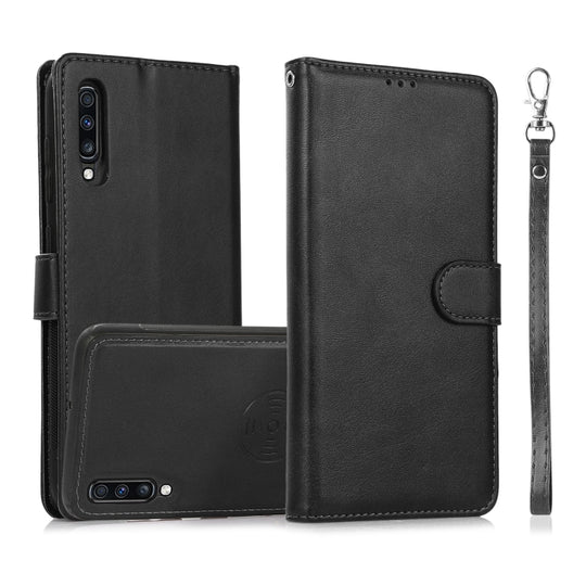 For Samsung Galaxy A70 Calf Texture 2 in 1 Detachable Magnetic Back Cover Horizontal Flip Leather Case with Holder & Card Slots & Wallet & Photo Frame(Black)