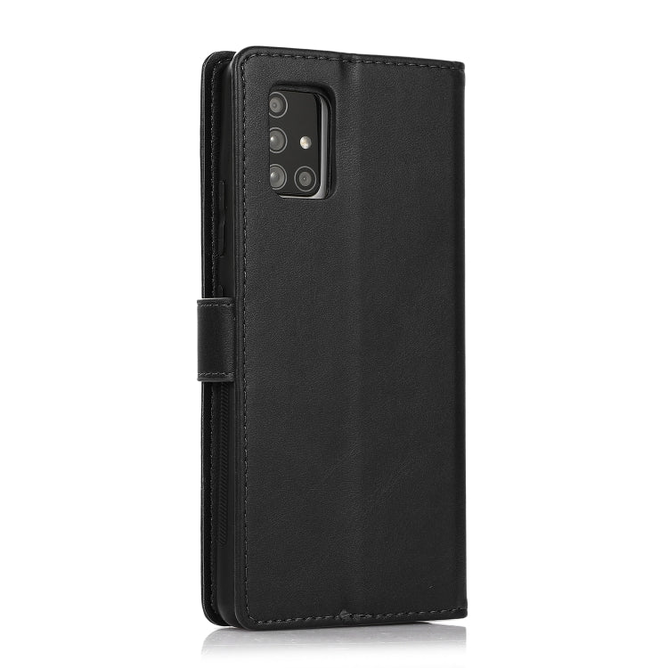 For Samsung Galaxy A71 Calf Texture 2 in 1 Detachable Magnetic Back Cover Horizontal Flip Leather Case with Holder & Card Slots & Wallet & Photo Frame(Black) by buy2fix