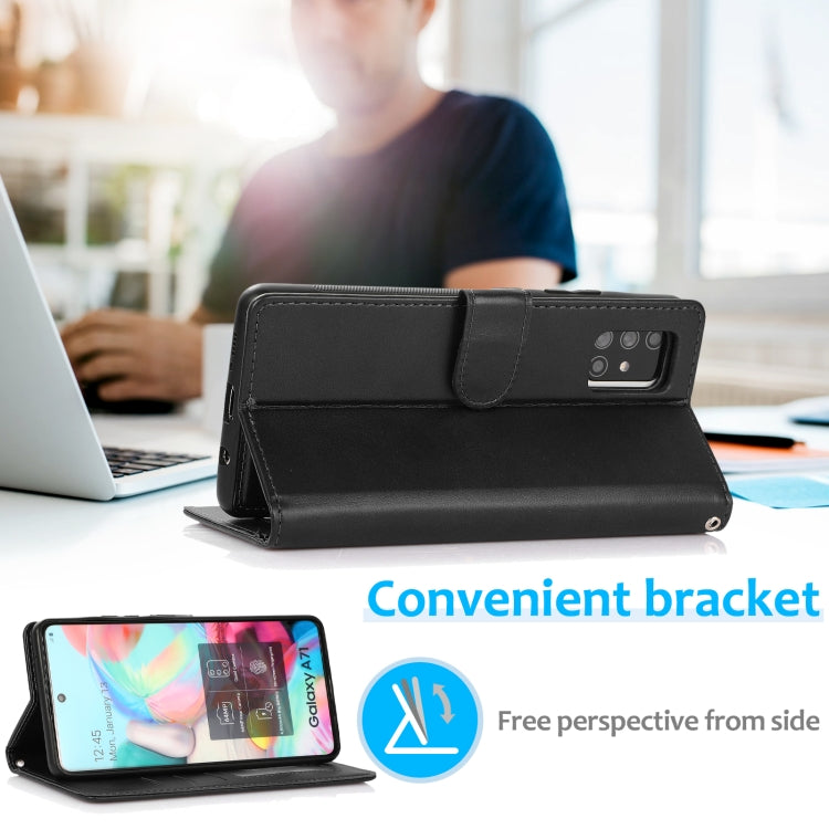 For Samsung Galaxy A71 Calf Texture 2 in 1 Detachable Magnetic Back Cover Horizontal Flip Leather Case with Holder & Card Slots & Wallet & Photo Frame(Black) by buy2fix