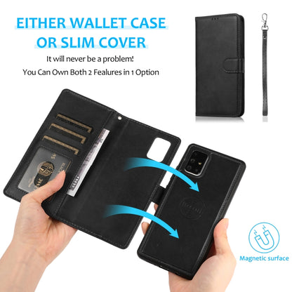 For Samsung Galaxy A71 Calf Texture 2 in 1 Detachable Magnetic Back Cover Horizontal Flip Leather Case with Holder & Card Slots & Wallet & Photo Frame(Black) by buy2fix